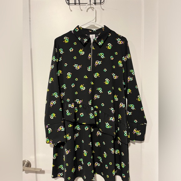 Collusion 1/4 Zip Black Floral Dress - Picture 3 of 8